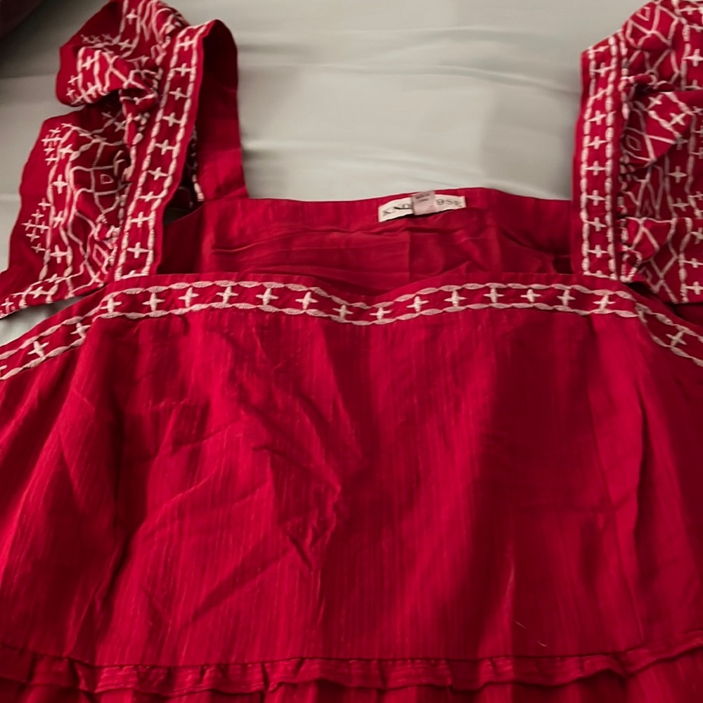 NWOT Knox Rose Embroidered Tiered Ruffle A-Line MIDI Dress Plus Size 3X